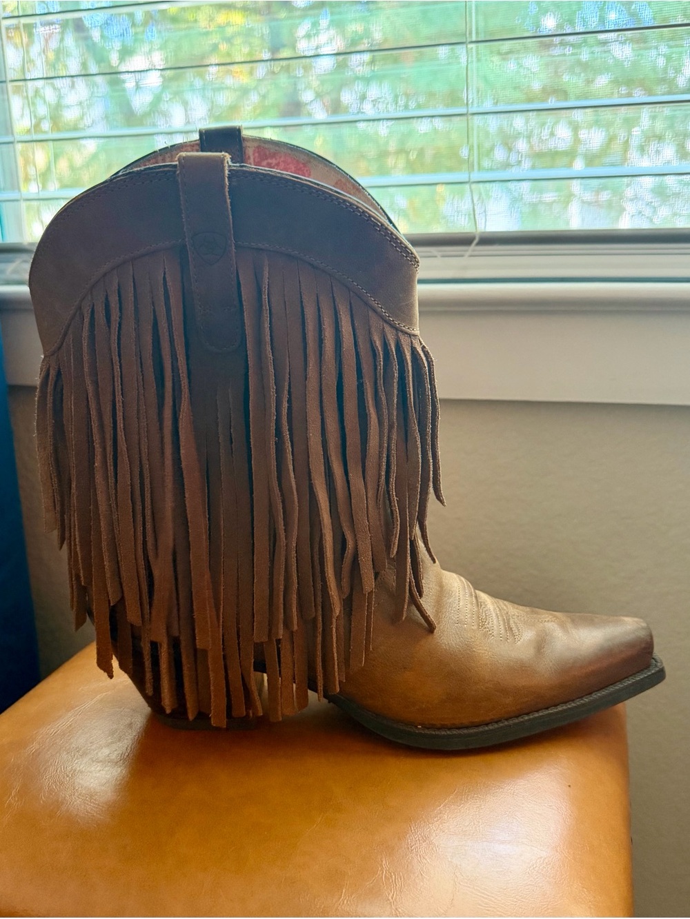 Ariat Brown Leather Fringe Bootie